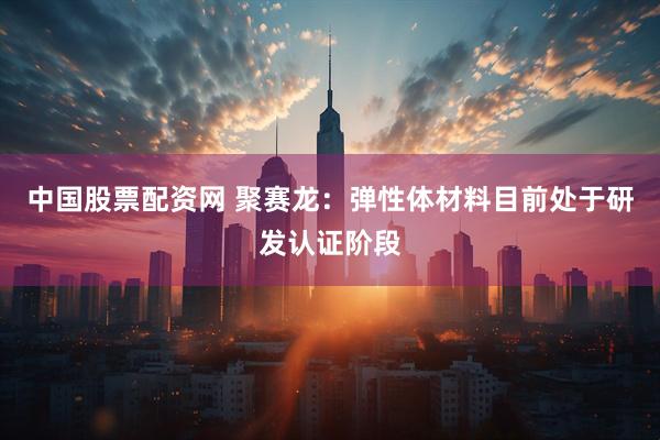中国股票配资网 聚赛龙：弹性体材料目前处于研发认证阶段